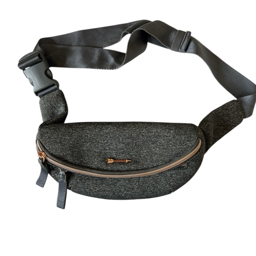 Stella & Dot Charcoal Gray Belt Bag with Rose Gold Detail